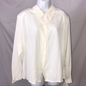Beautiful white blouse with flower pattern